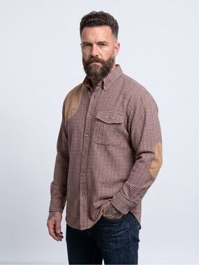 Men's Red & Cream Plaid Button-Down Shirt